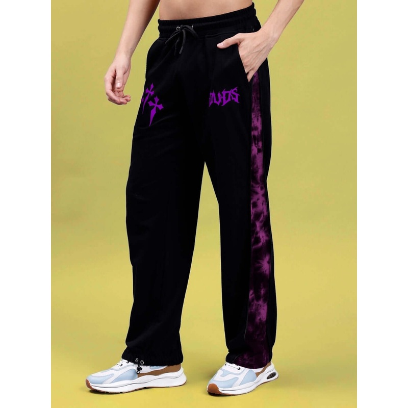 ZIPPER PANEL COTTON JOGGERS PURPLE XS