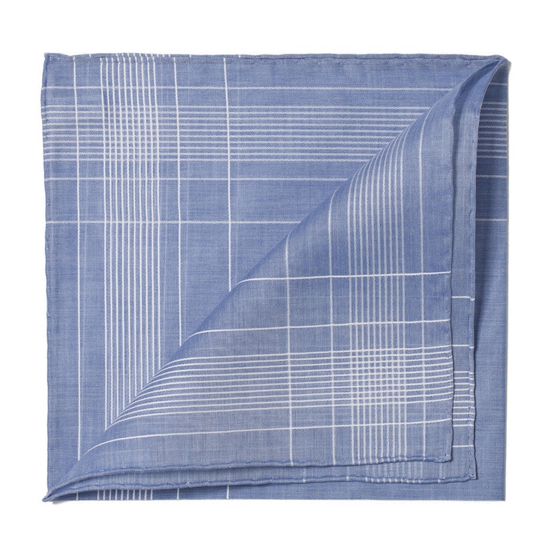 Blue Patterned Handkerchief “Harlan” made of Cotton – hand-rolled