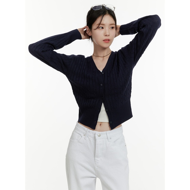 Cable Knit Cardigan OA405 Dark blue S/M