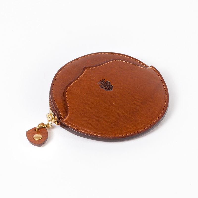 Cognac-colored Zip Case “Travel Case” made from Grained Calfskin – handmade