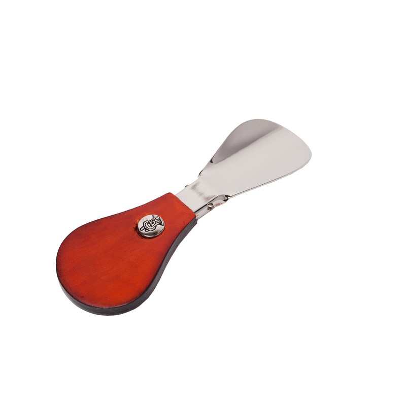 Foldable shoehorn “Viaggio” made of red glazed leather – handcrafted