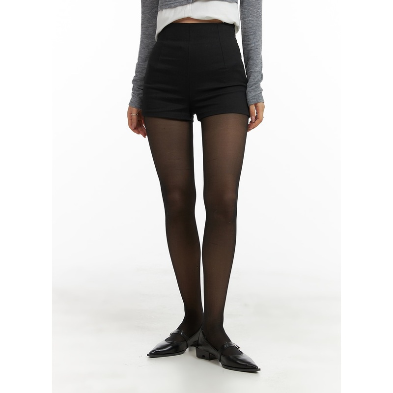 High Waist Slim Fit Shorts CA409 Black S