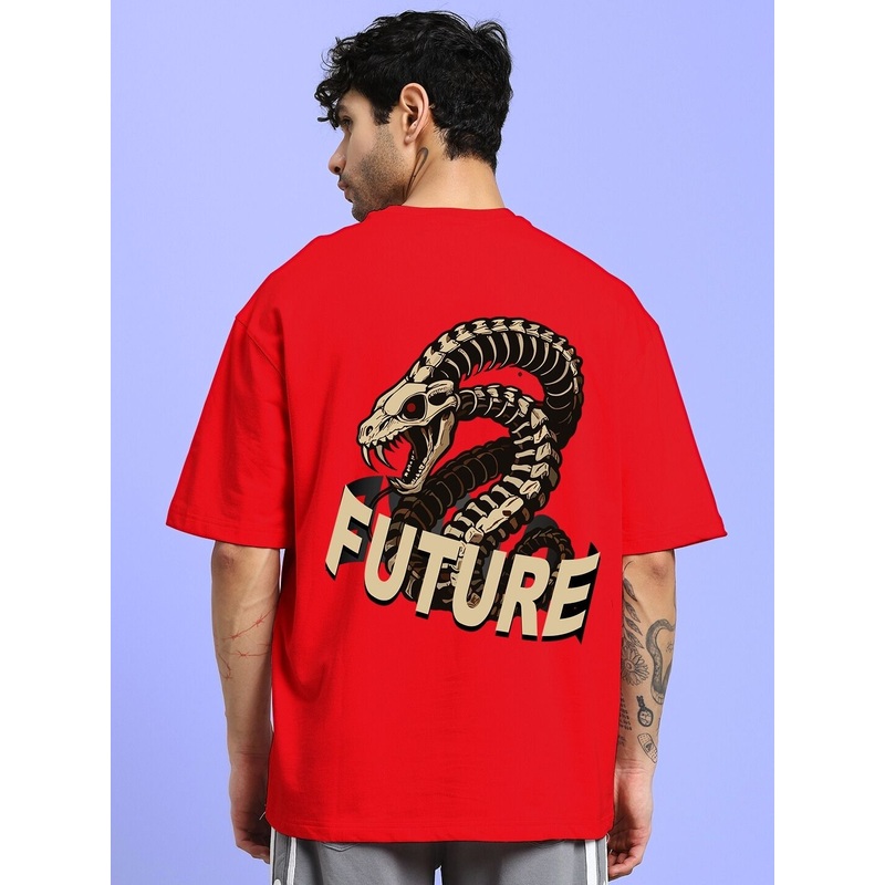 KING OF SNAKE FUTURE PRINTED OVERSIZED T-SHIRT RED XS