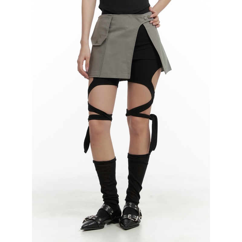 Layered Pocket Skirt CA409 Dark gray S/M