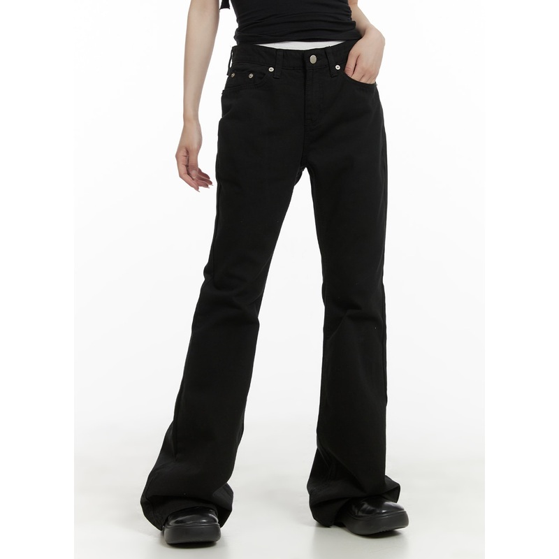 Solid Bootcut Pants CA408 Black S