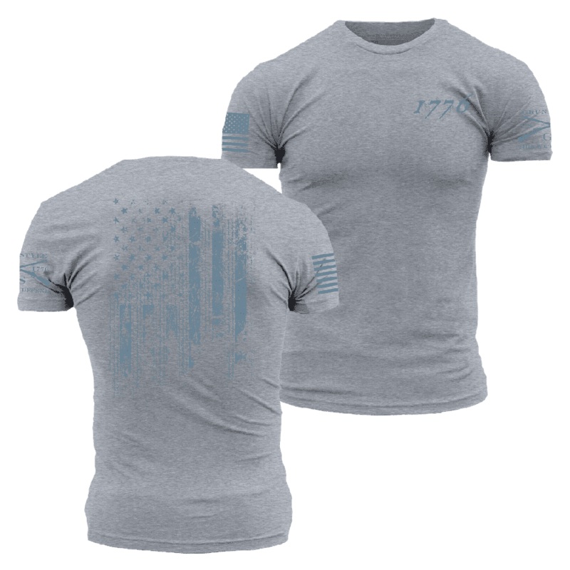 1776 Flag T-Shirt – Dark Heather Gray Small