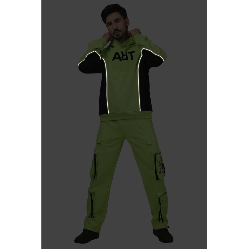 ART REFLECTOR FLEECE CO-ORD SET NEON GREEN XS