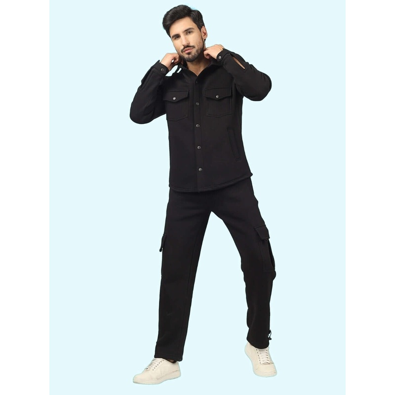 BURLY BLACK OVERSHIRT-CARGO PANT CO-ORD SET S