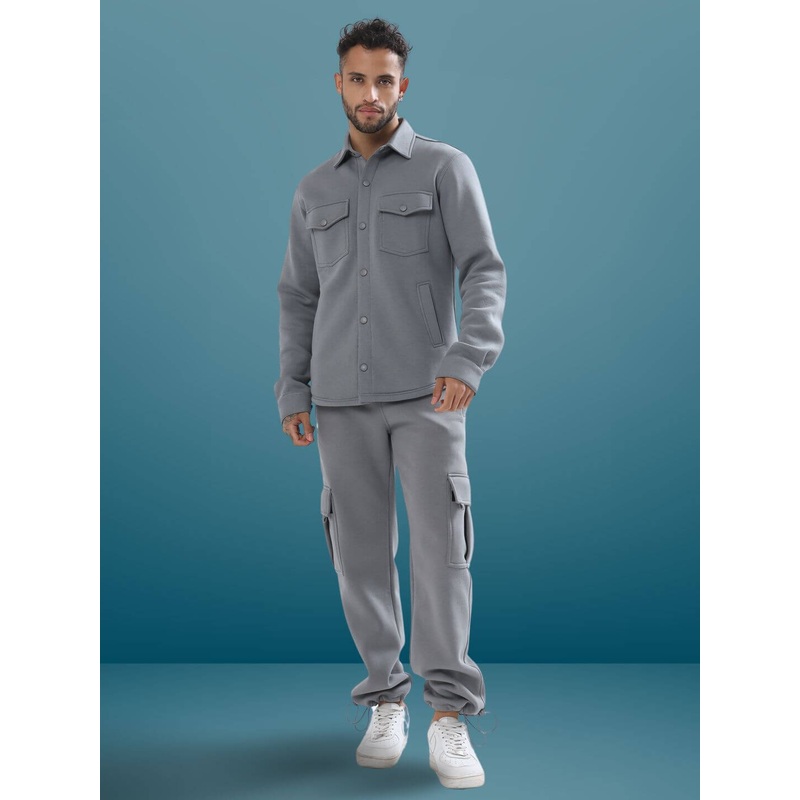 BURLY OVERSHIRT FLEECE CO-ORD SET GREY S