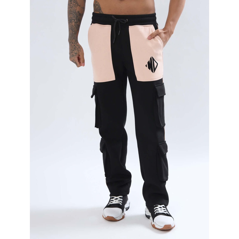 GORBCORE FLEECE COLORBLOCK CARGO PANT BLACK BEIGE S
