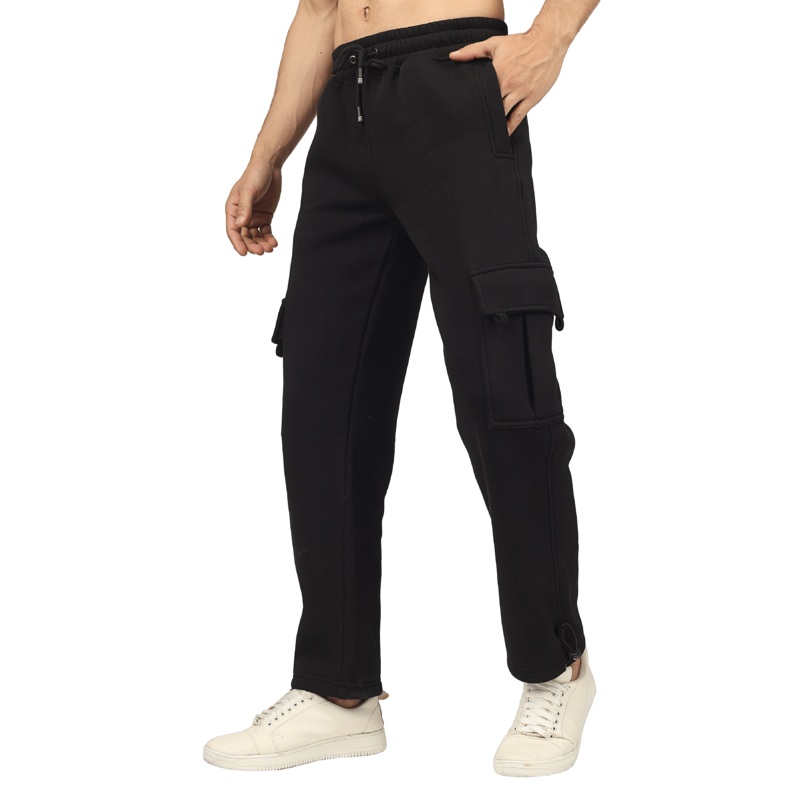 RELAXED FIT FLEECE CARGO PANT BLACK S