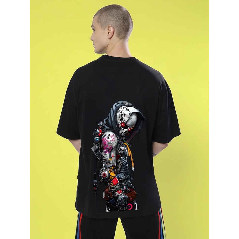 SKULL CYBERPUNK OVERSIZED T-SHIRT BLACK XS
