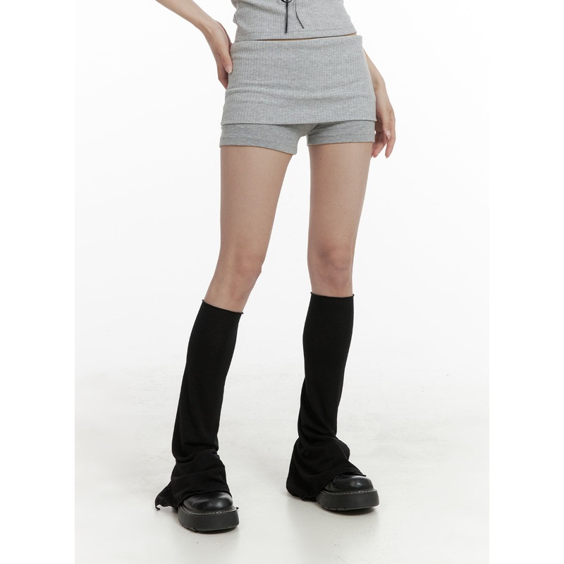 Solid Cotton Micro Skort CA402 Gray S/M