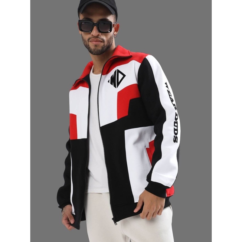 WD FLEECE COLORBLOCK JACKET RED S Slim Fit