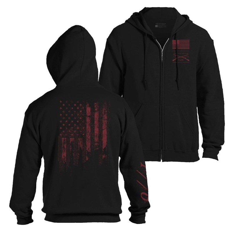 1776 Flag Full-Zip Hoodie – Black Small