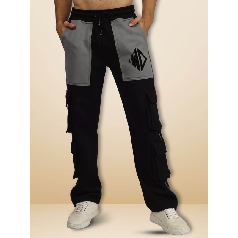 GORBCORE FLEECE COLORBLOCK CARGO PANT BLACK GREY XS