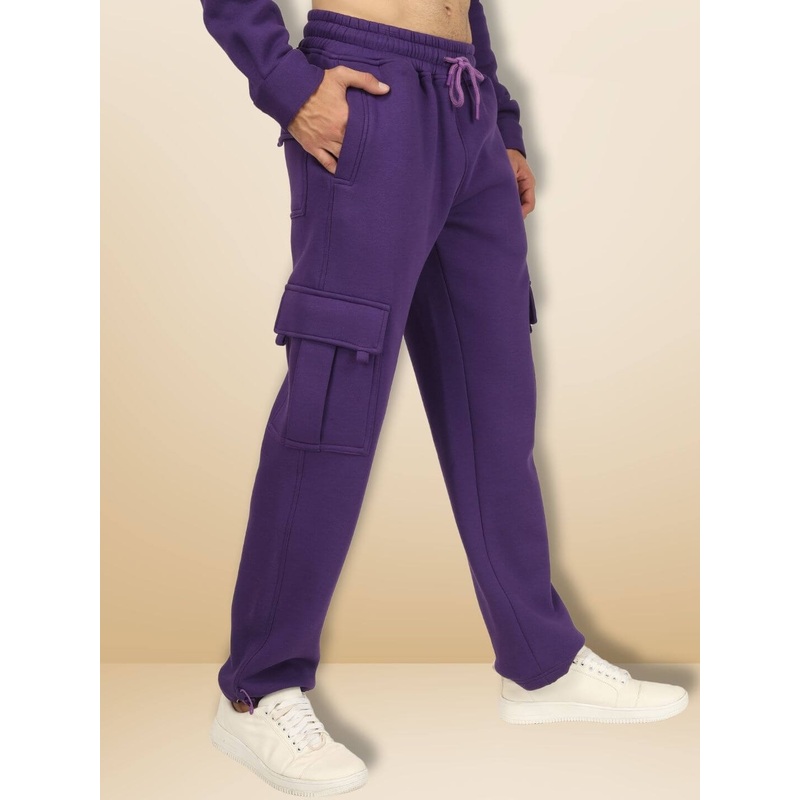 PURPLE RELAXED FULLPANT FIT CARGO PANT S