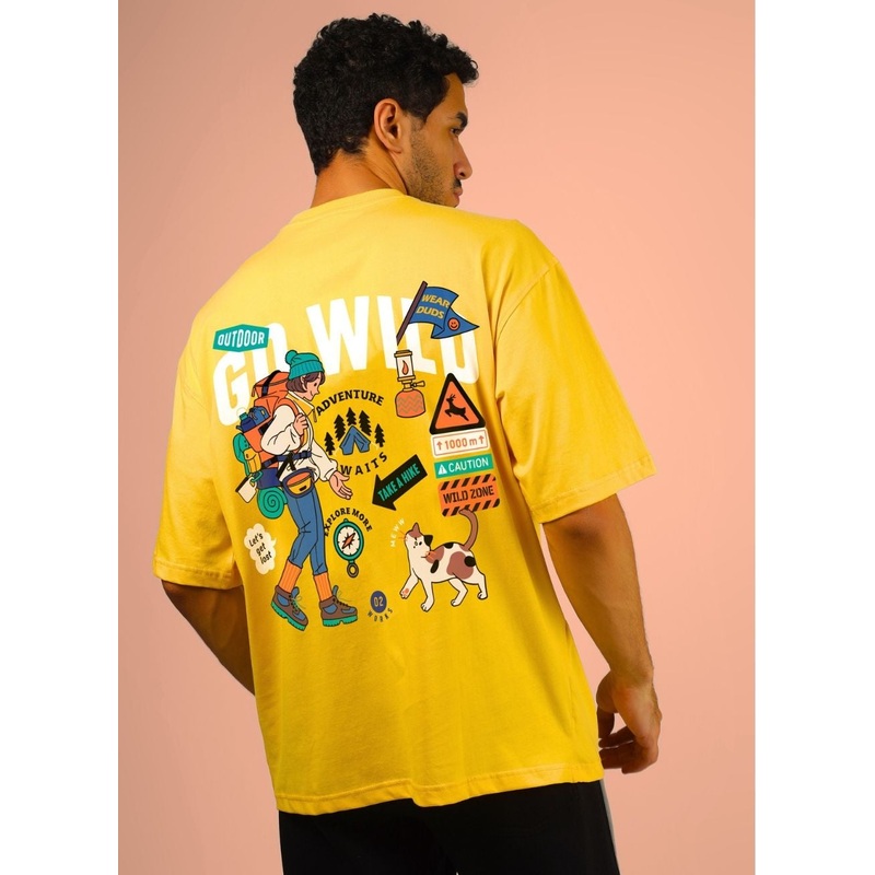 GO WILD ADVENTURE OVER-SIZED T-SHIRT YELLOW XS