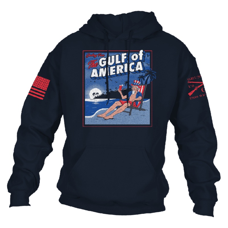Greetings From The Gulf Of America Hoodie – Navy Small