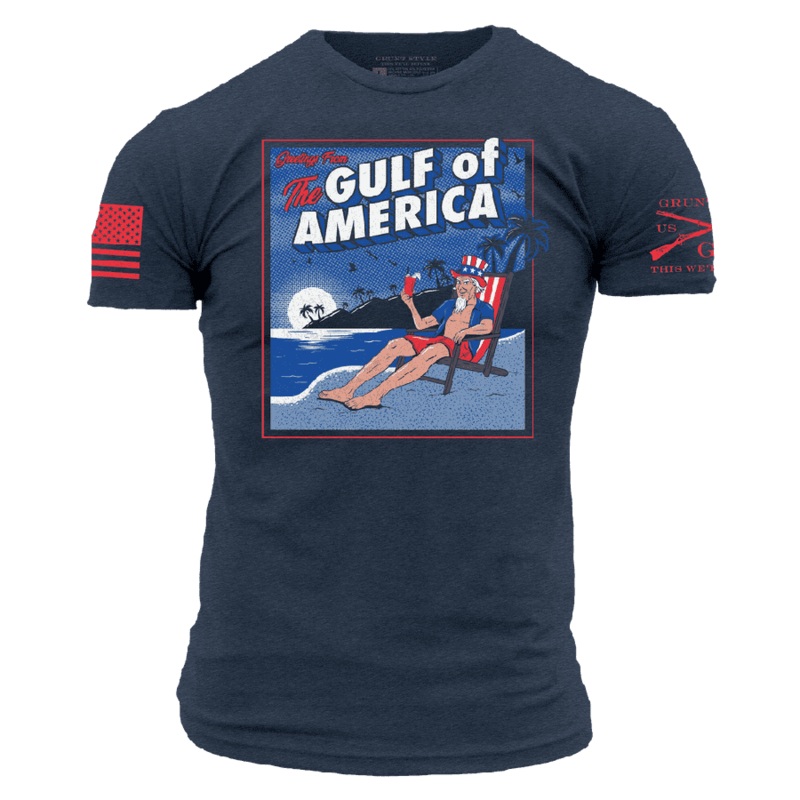 Greetings From The Gulf Of America T-Shirt – Midnight Navy Small