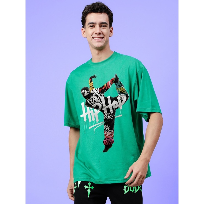 HIP HOP OVER-SIZED T-SHIRT GREEN XS