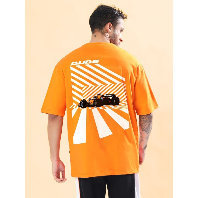 MACLERAN PRINTED OVERSIZED T-SHIRT ORANGE XS