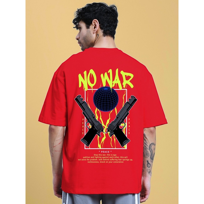 NO WAR OVER-SIZED T-SHIRT IN RED XS