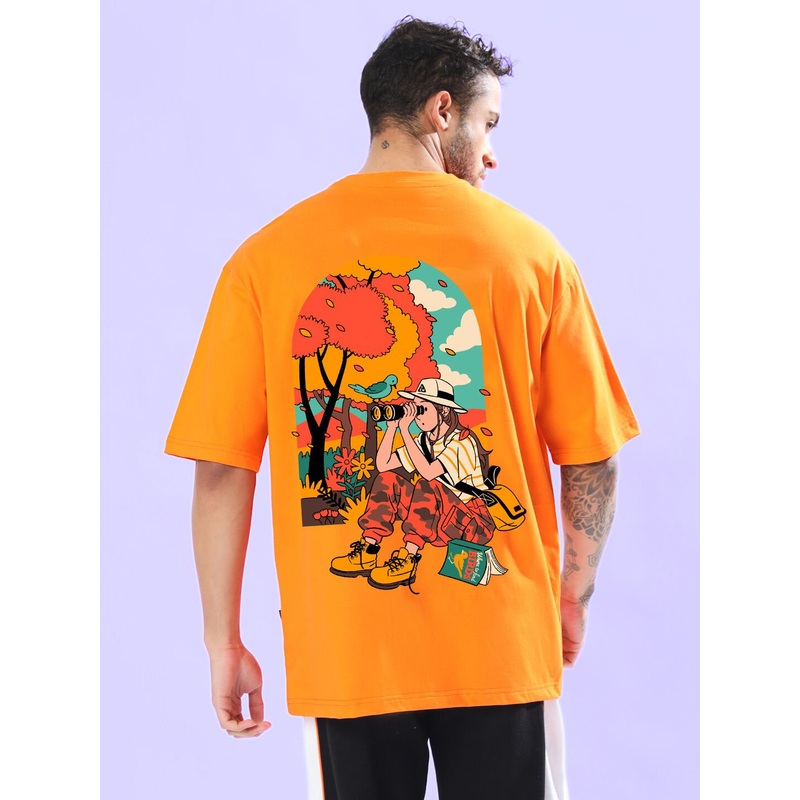 SAFARI PRINTED OVERSIZED T-SHIRT ORANGE XS