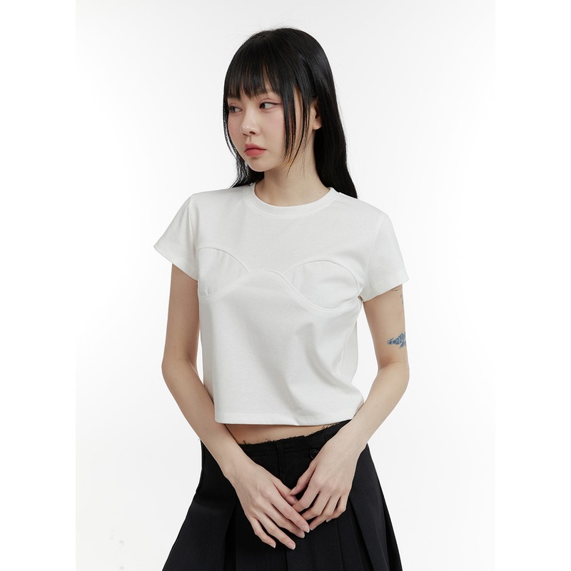 Shaped Detail Crop Top CM429 White S/M