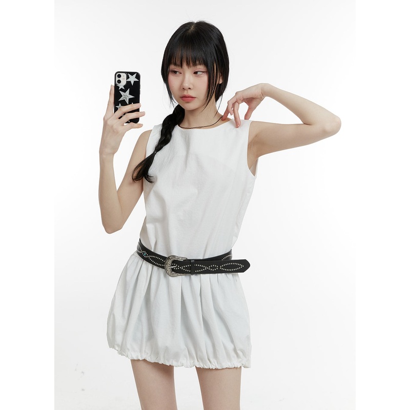Sleeveless Bubble Mini Dress CM429 White S/M