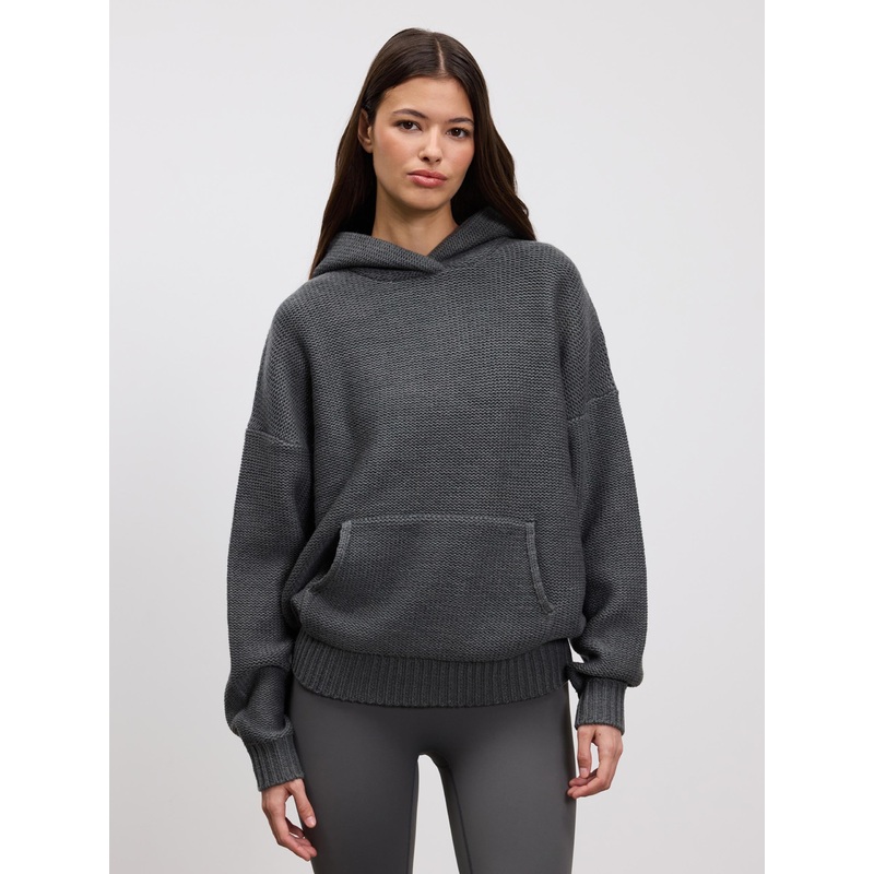 Womens Knitted Hoodie in Grey XXS (4) Grey Knitwear