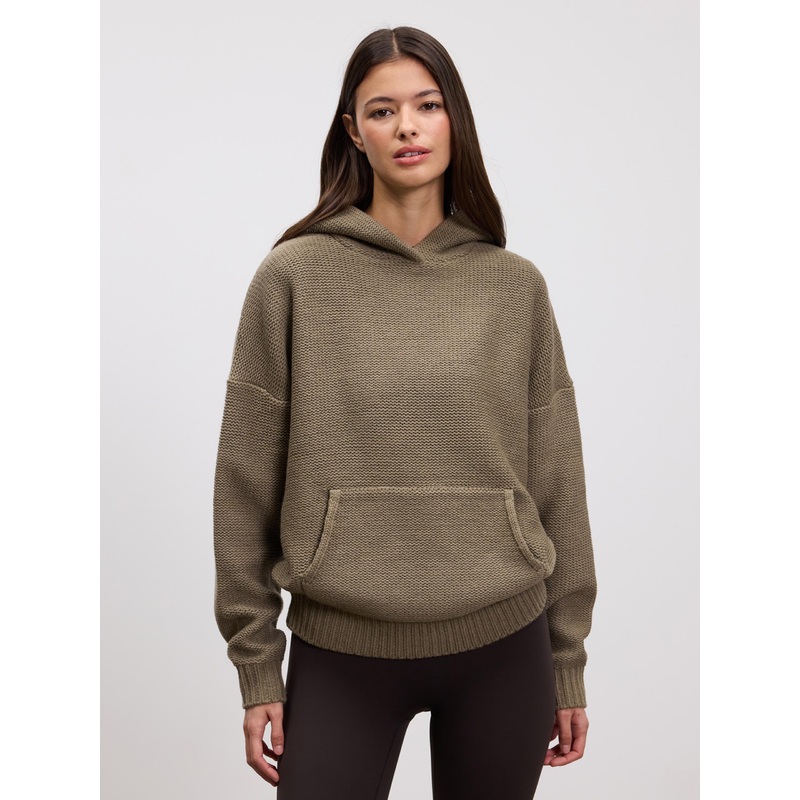 Womens Knitted Hoodie in Stone XXS (4) Stone Knitwear