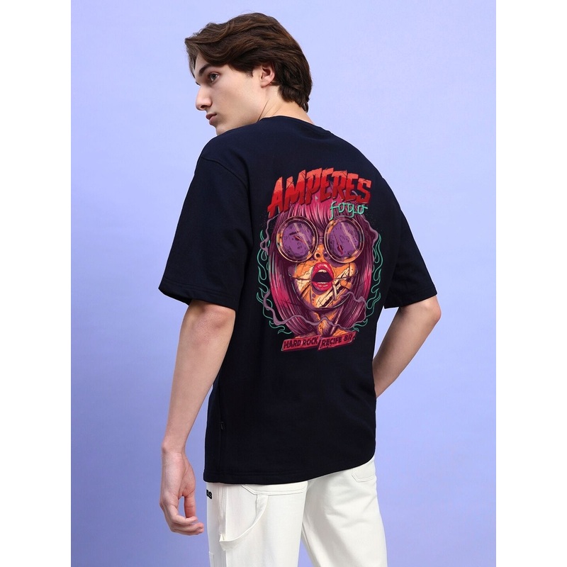 AMPERES PRINT OVERSIZED T-SHIRT BLACK XS