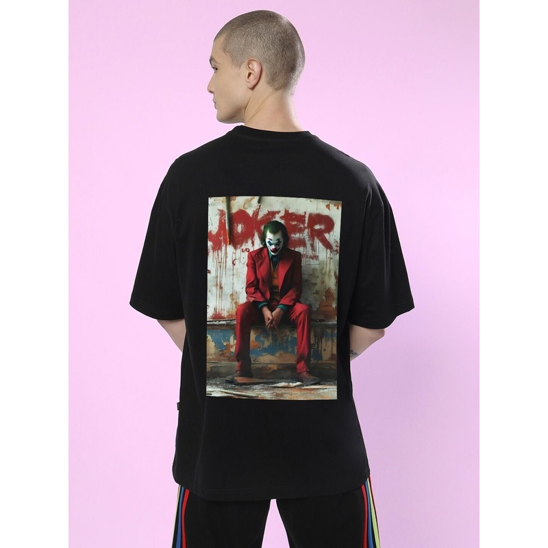 JOKER PRINTED OVERSIZED T-SHIRT BLACK XS