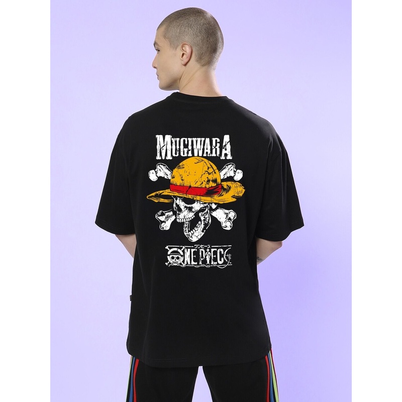 MUGIWARA PRINTED OVERSIZED T-SHIRT BLACK XS
