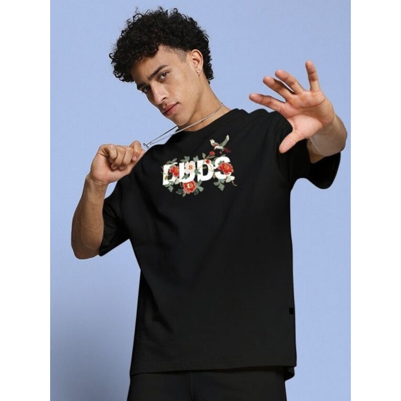 ROSE CHARM OVER-SIZED T-SHIRT BLACK XS