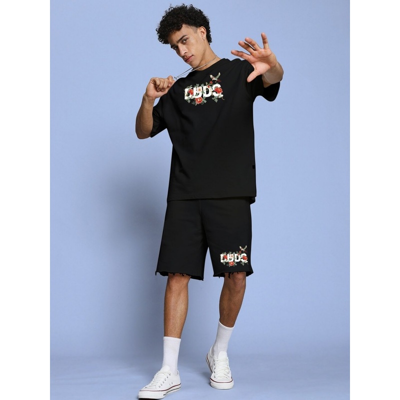 ROSE CHARM RELAXED FIT CO-ORD SET BLACK XS