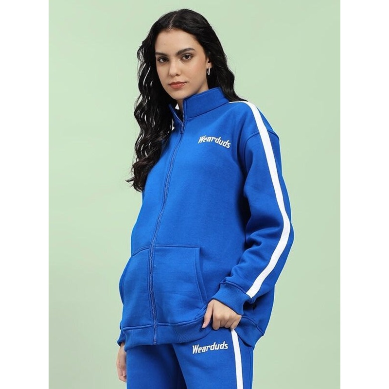 WOMEN RAPID STRIDE COTTON FLEECE JACKET ROYAL BLUE XS