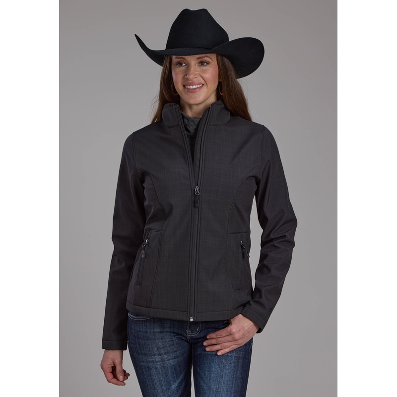Womens Charcoal Heather With Black Fleece Zipper Jacket XS