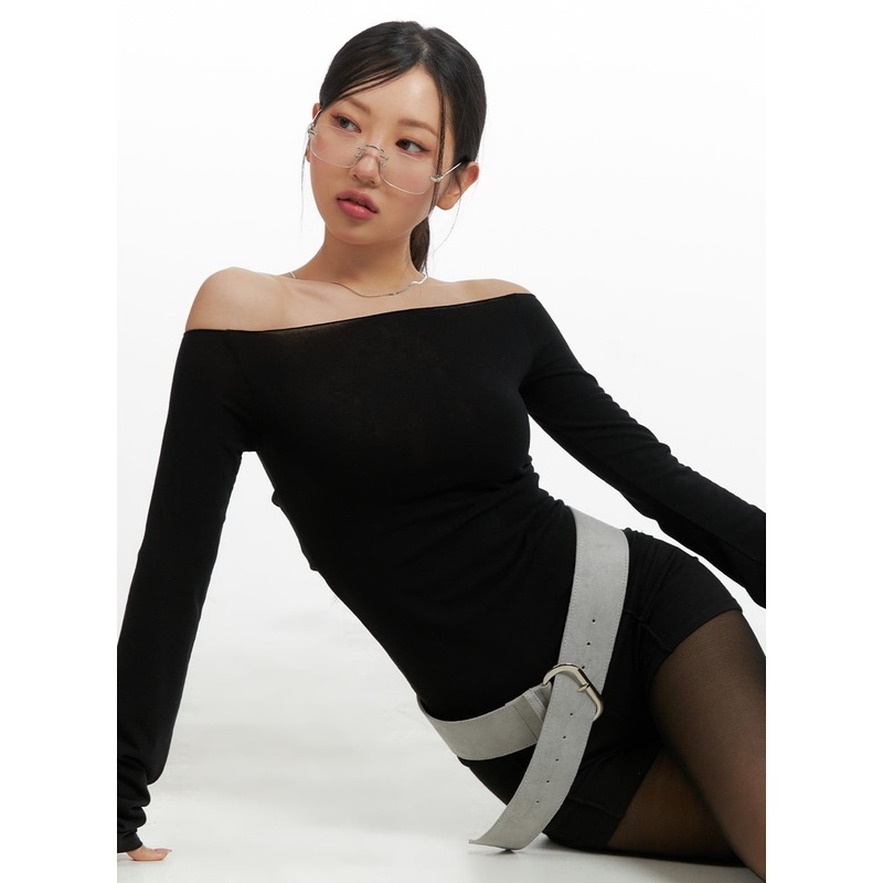 Solid Off Shoulder Long Sleeve CM421 Black S/M