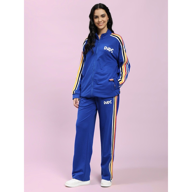 WOMEN MODERN EDGE MULTI-STRIPE CO-ORD SET ROYAL BLUE XS