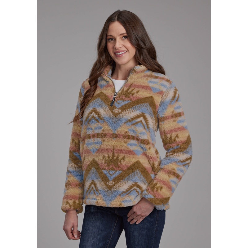 Womens Brown Aztec Print Zipper Jacket XS