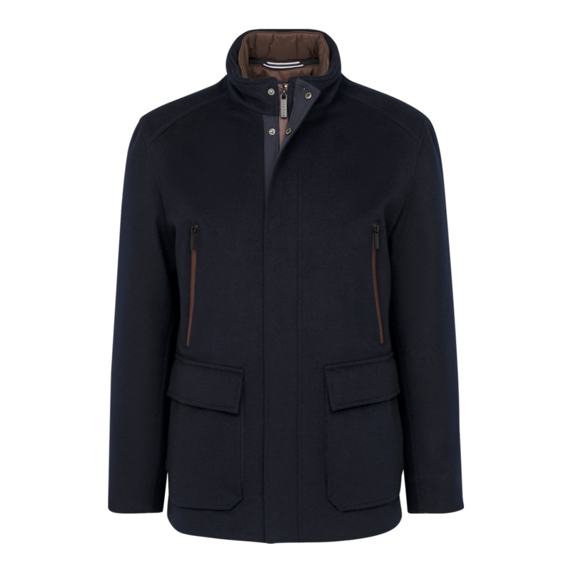 Bugatti Rain Series Wool Coat Navy Small