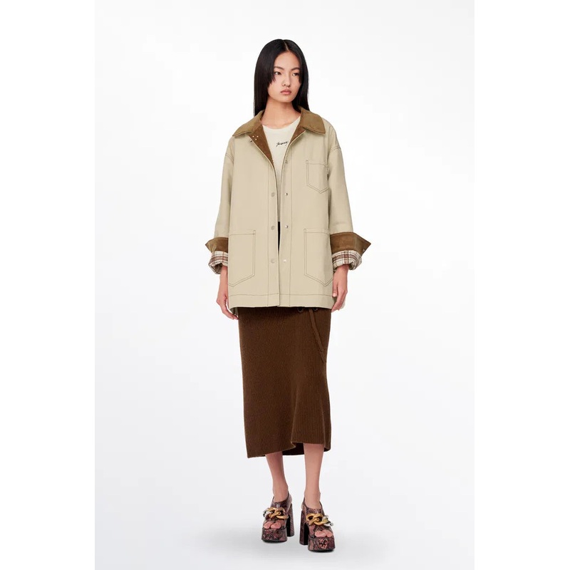 Clove Contrast Jacket in Cotton with Wool Lining XS