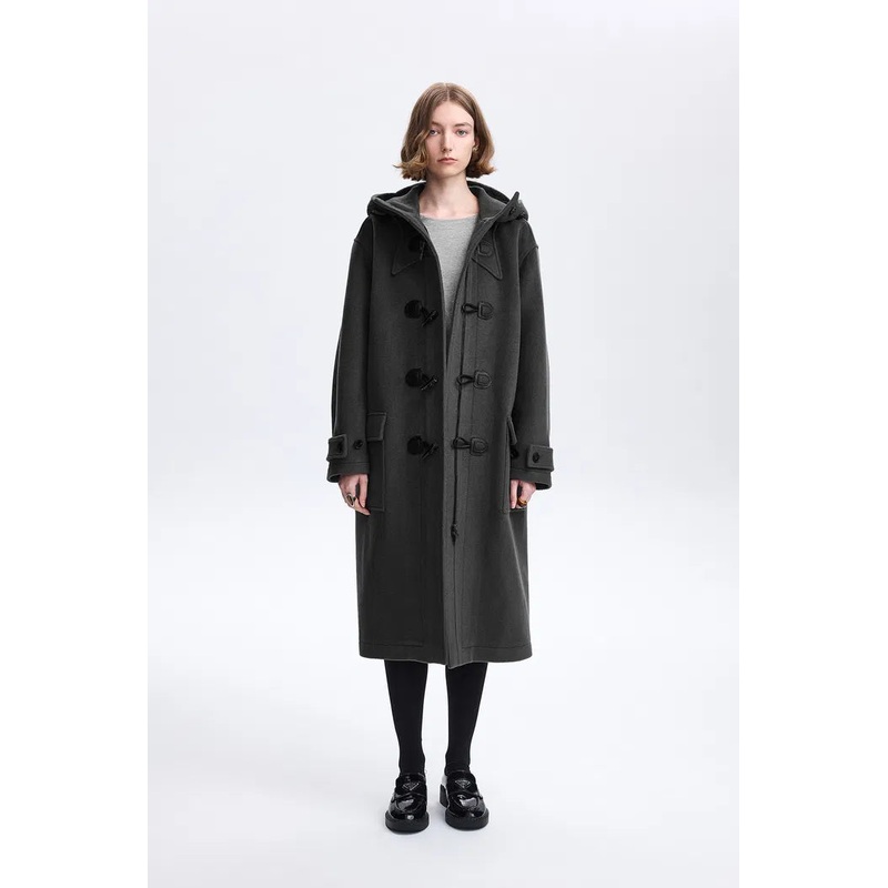 Nara Hand-Finished Horn Button Coat in Wool Melton XS