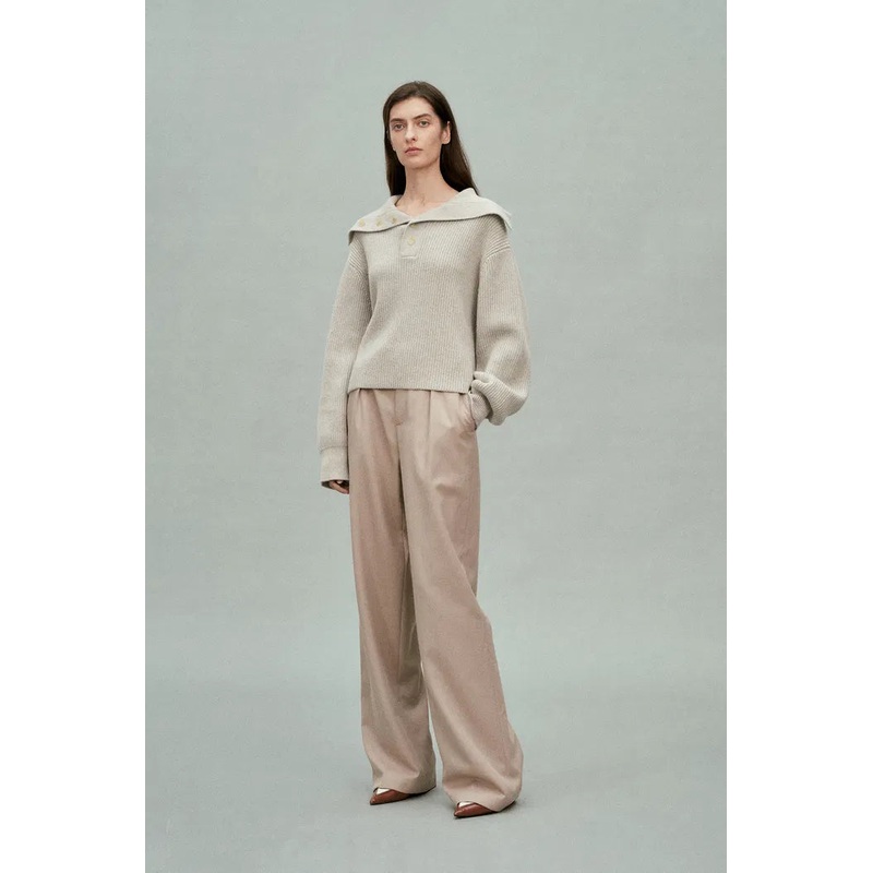 Perina Oversized Turtleneck Sweater in Wool-Cotton Blend Knit XS