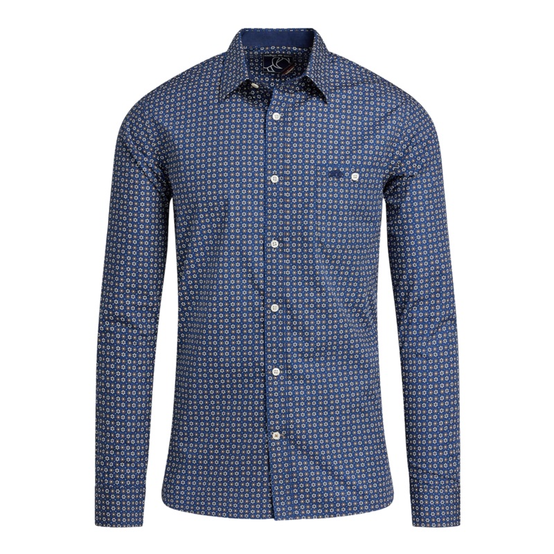 Raging Bull Geometric Hex Patterned Long Sleeve Shirt Navy 3 X-Large