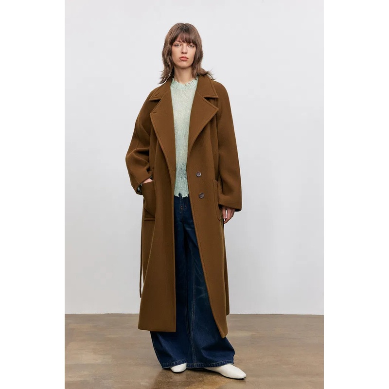 Rond Detachable Belt Coat in Wool Twill XS