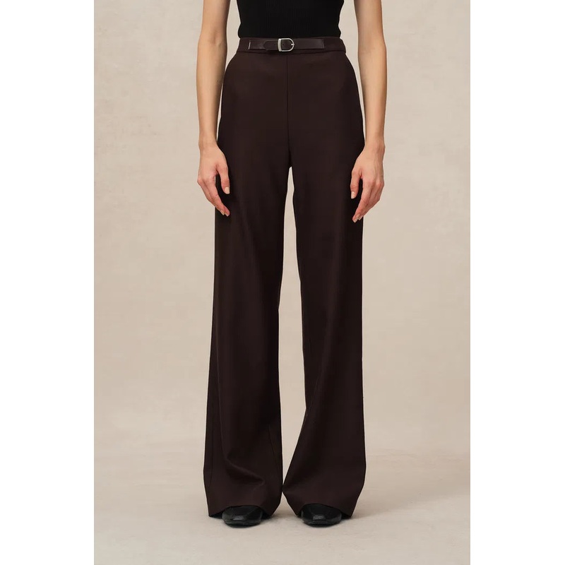Durini Mini Flared Straight Leg Pants in Merino Wool Twill XS