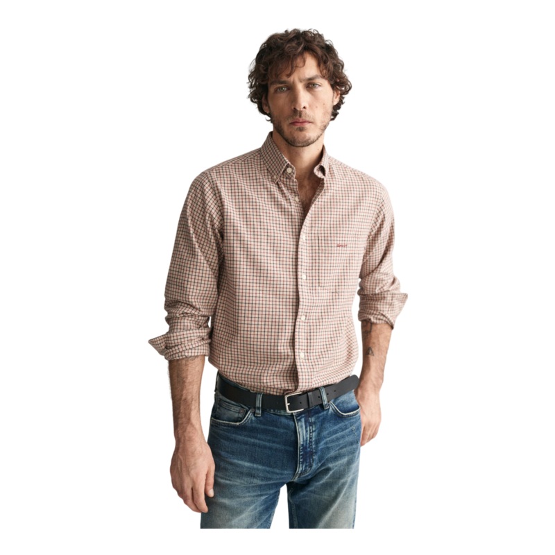 GANT Reg Jasper Tattersall Shirt Caramel Beige Medium